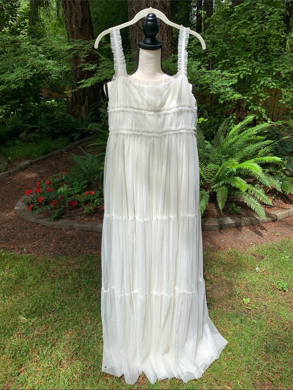 Anaya White Tiered Maxi Dress with Ruffled Straps